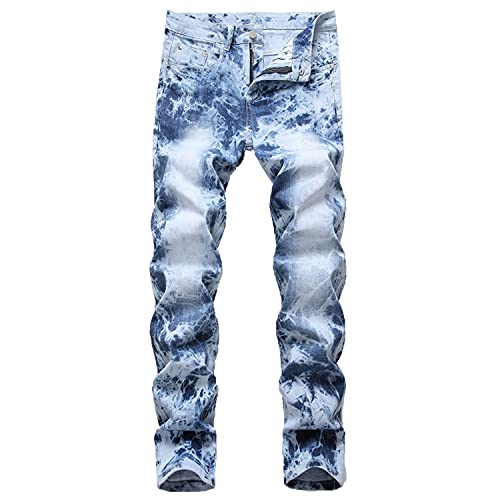 Men's Skinny Fit Straight Leg Jeans Blue Skinn Stretch Washed Pants Straight Basic Denim Pencil Pants