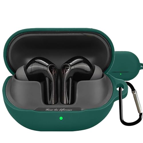 BOOLINN SOUNDPEATS AIR5 PRO ケース 対応 soundpeats air5 pro 液状シリコン ケース キズ防止 耐衝撃 装着充電可能 防水 防塵 紛失防止 カラビナ付き (グリーン)