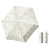 UTHDLM Paraguas Plegable Compacto de 3 y 5 Pliegues, Protección Sol y Lluvia, Revestimiento Negro Anti-UV, Mini y Ultraligero, Portátil, Paraguas para Mujer(Beige(5-Fold))
