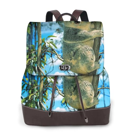Sac à dos ordinateur portable noir imprimé koala pour le campus et les loisirs en taille unique