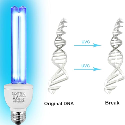 Lâmpada UVC sem ozônio, lâmpada germicida UV, desinfetante de luz UV para quarto/banheiro/armário/co