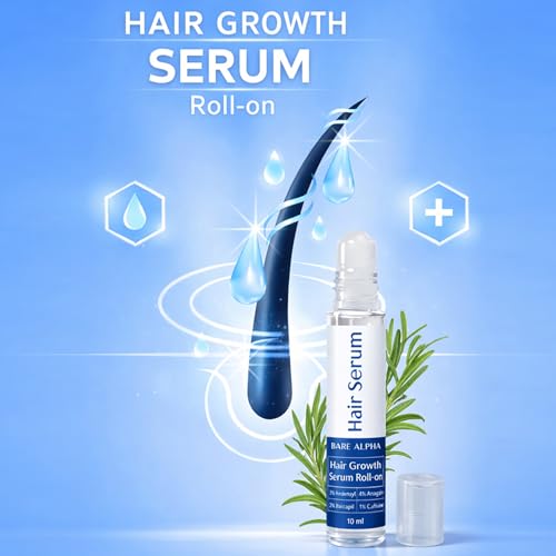 Image of Rosemary Hair Growth Serum (Roll On) | Boosts Hair Density, Stimulates Growth & Reduces Hair Fall | Enriched with Rice Water | For Women & Men (30ml - Roll On)