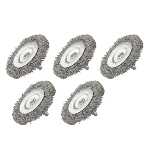 Image of Zilimontt 3-Inch Carbon Steel Wire Cup Brush Set for Drill – 5-Pack 75mm Crimped Wire Wheels for Rust, & Burr Removal on Metal and Wood, 6mm Shank, Compatible with