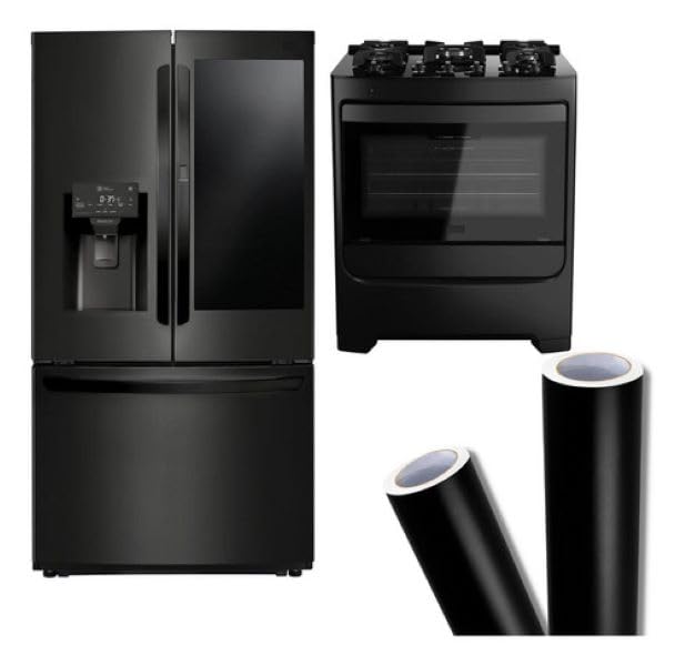 Adesivo Vinil Envelopamento Geladeira Móveis Vidro Autocolante Impermeável (Preto Fosco, 2m x 60cm)