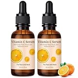 Vitamin C Serum, Hyaluronic Acid Serum for Face, 2 Packs All-In-One Hydrating Enriched With Ferulic & Vitamin E Targets Face and Neck to Smooth Fine Lines