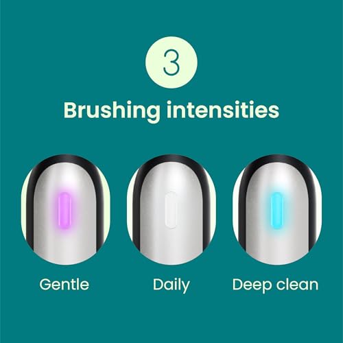 Quip 360 Oscillating Rechargeable Electric Toothbrush with Extra Brush Head - Soft Bristles, Pressure Sensor, 3 Intensities, 30-Day Battery Life, 2-Min Timer, Travel Case, Mirror Mount - Blue Stone