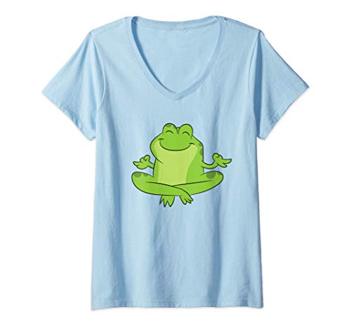 Womens Yoga Frog Frog Kambo Jungle Frog Medicine Cute Frogs V-Neck T-Shirt