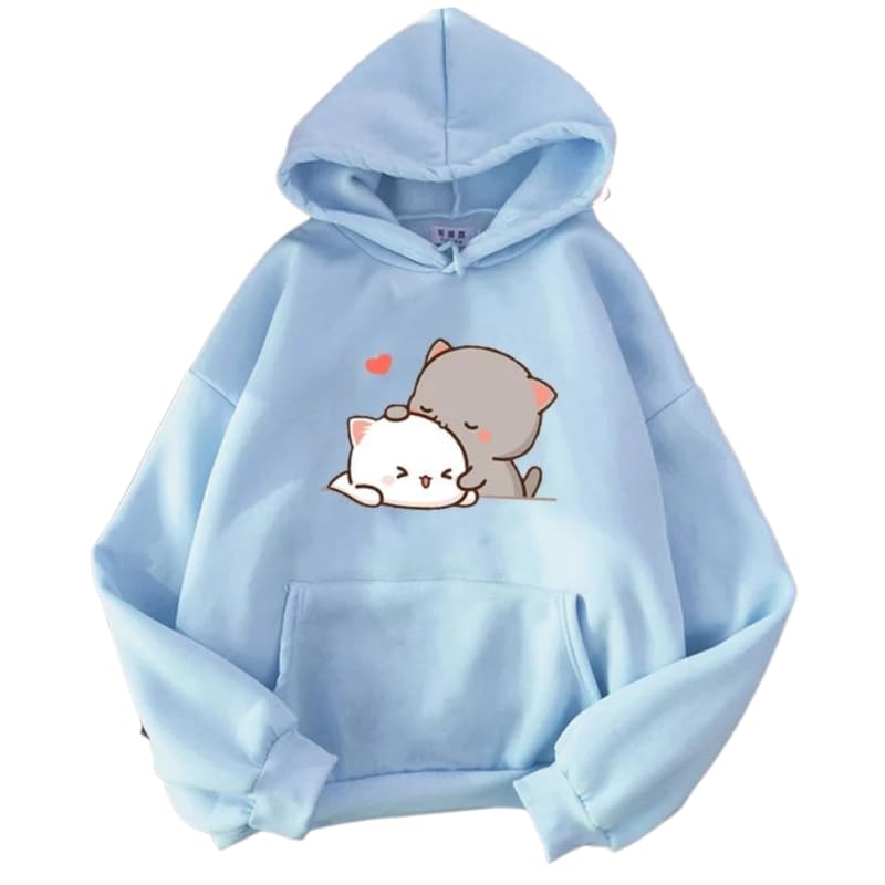 Image of Popster Printed Hooded Sweatshirt Hoody Fleece Regular Fit Full Sleeves Stylish Jumper Sweatshirts Winter Wear Hoodie for Women