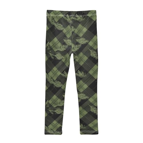 KLL Buffalo Plaid Green Black Toddler Girls' Cotton Pants Stretch Full Length Lounge Pants Running2