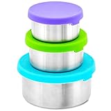 WeeSprout 18/8 Stainless Steel Food Storage Containers - Set of 3 Metal Food Storage Containers (150 ml, 200 ml, 400 ml), Leakproof Silicone Lids, Durable, for Lunch Box, Snacks & Leftovers