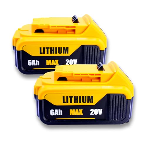 Passnag 2-Pack 6000mAh Replacement Battery for DeWalt 20V MAX | Compatible with DCB200/DCB201/DCB203/DCB207 & DCD/DCF/DCG Tools | 6 Protections & 18-Month Warranty