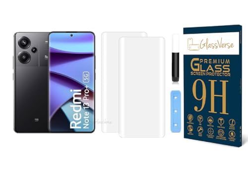 Image of GlassVerse Redmi Note 13 Pro Plus UV Tempered Glass Screen Protector. Pack Of 2 | 3D Curved Edge | 9H Hardness | Full UV Glue with UV Light | Anti-Scratch | Case Friendly | HD Clear. (6.67 Inches)