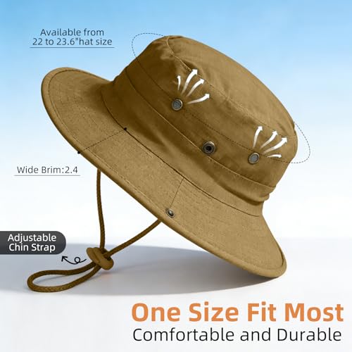 Image of Sun Hats for Men Women Boonie Hat Foldable Fishing Hat UPF 50+ Bucket Hat for Fishing Hiking Garden Safari Beach