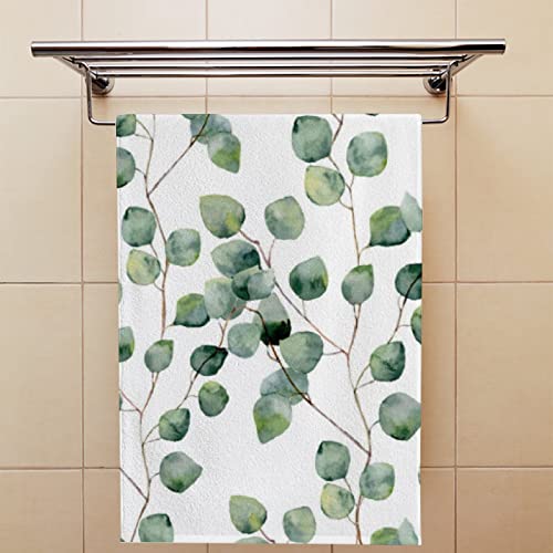 Topcarpenter Eucalyptus Leaves Hand Towels For Bathroom Watercolor Green Floral Hand Towels Set Of 2 Bathroom Kitchen Decor Soft Quick Dry Super Absorbent 30 X 15 Inch #TOP3