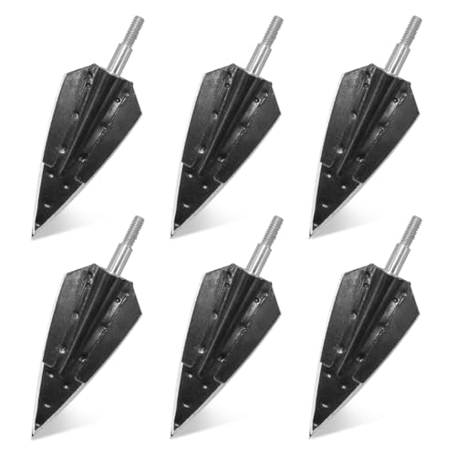 RUOERSISI 6/12pcs 150 Grain Screw in Archery Broadheads Hunting Arrowheads Archery Arrow Tips Fixed Blade Arrows Heads for Hunting Target Shooting Practice (6pcs)