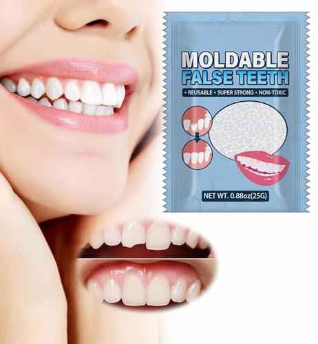 Reemplazos de Dientes Temporales,Kit de Reparación de Dientes Temporal,Dientes Falsos Moldeables Temporales para Reparar el Relleno del Diente Roto Faltante,Ajuste Instantáneo y Sonrisa Segura,25g