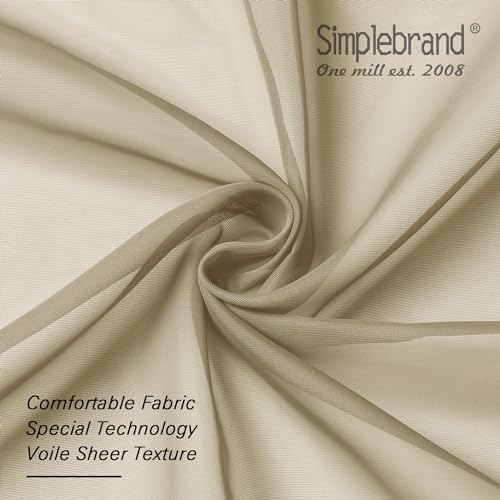 Image of Simplebrand Taupe Sheer Curtains 96 Inches Long, Light Filtering Light Brown Rod Pocket Solid Color Window Sheer Curtain Panels, Elegant Curtains & Drapes for Living Room, Bedroom 2 Panels, 42 inch W