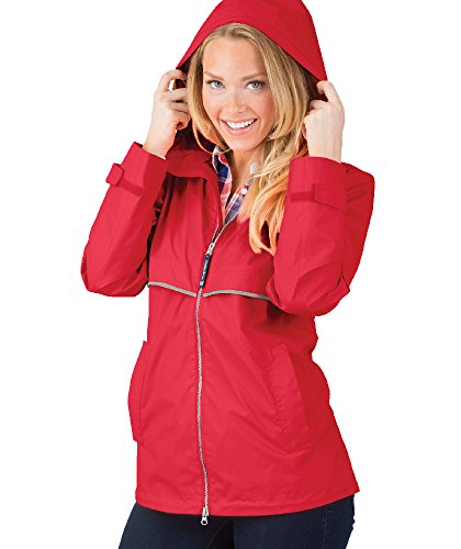 Charles River Apparel Womens New Englander Wind & Waterproof Rain Jacket, Red Reflective, X Large US