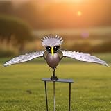 Metal Owl Garden Stake Decor, Owl Garden Rocker Outdoor Metal Owl Sculpture, Kinetic Owl Decorative Garden Stakes for Outdoor Garden Lawn Yard (Standing Owl)