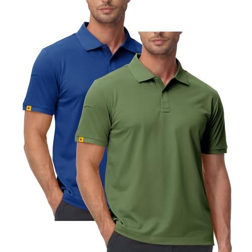 ZITY Mens 2 Pack Polo Shirts Short Sleeve Performance Sports Golf Shirt for Men Tactical Shirt 3X-Large Blue Green