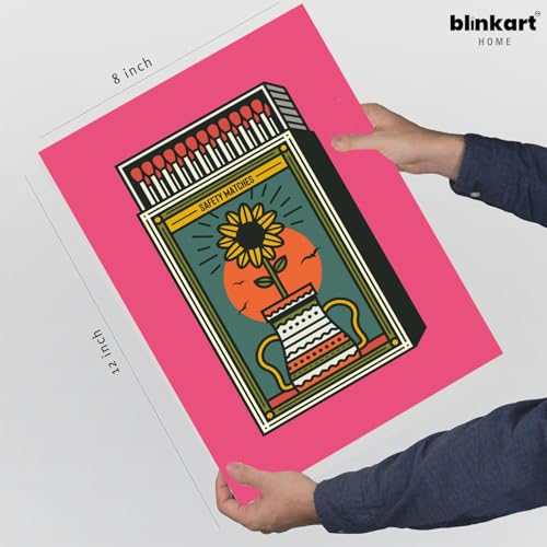 Image of BLINKART Matchbox Fire Aesthetic Modern Art Walls With Frame | Natural Wood Texture | Living Room Bedroom Office Wall Decoration | Poster Home Decor Frames Wall Bedroom | 12x8 Inches (D73)