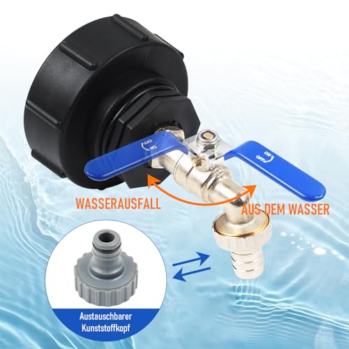 Robinet de vidange IBC 3/4 S100x8 pour cuve eau pluie - 6