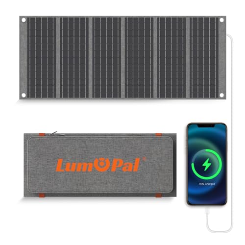 LUMOPAL Carregador solar portátil de painel solar dobrável de 30 ...