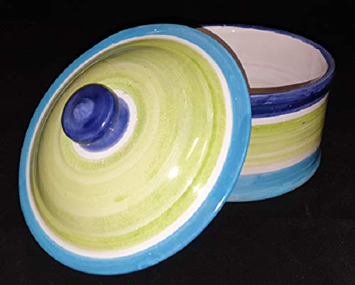 Generico Biscottiera in Ceramica di Vietri Dipinta a Mano, Diametro cm 19, Altezza cm 15, Barattolo con Coperchio per Arredo Tavola Cucina, Idea Bomboniera, Made in Italy