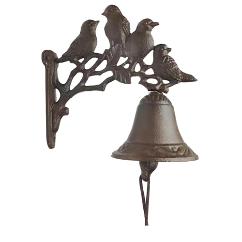 Sonnette de porte vintage décorative en fonte d'oiseau pour mur extérieur rustique
