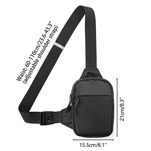 DONGKER Sling Chest Crossbody Bag, Wasserdicht Schultertasche, Crossbody Bag Backpack für Männer und Frauen, die Outdoor-Sportarten wandern (L, Schwarz)