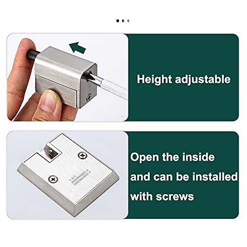 Tope de puerta de metal ajustable para piso con kit de tornillos y pegamento protector 7