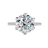 QWdfgS anillo de diamantes, Anillos de moissanita 5 quilates rojo/verde/rosa for mujer, color D, anillos diamante VVS1, compromiso plata ley S925 for con certificado(White,5)
