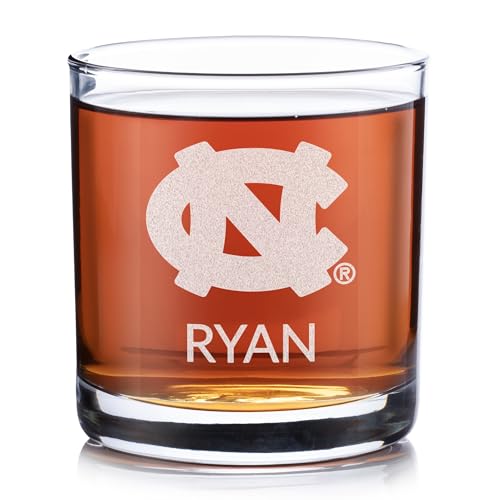 Lifetime Creations Personalized North Carolina Tar Heels Whiskey Glass - Officially Licensed UNC Gifts, Tar Heels Merch, UNC Gifts for Men, UNC Basketball Fan Graduation Gift, Made in USA