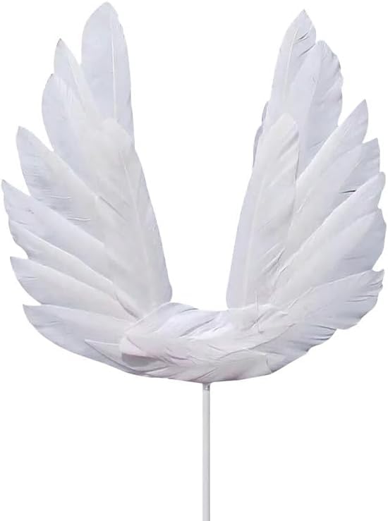 Lot de 5 décorations de gâteau blanches en forme d'aile d'ange avec plumes - Décoration de...