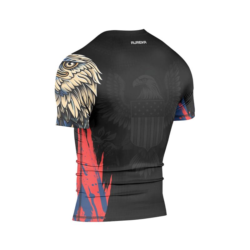 Men's Patriot Rash Guard Short Sleeve – Performance Fit Compression Shirt for MMA BJJ Grappling & Jiu Jitsu4