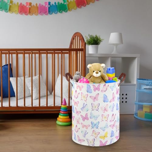 Image of Butterfly Laundry Basket Girls Hamper,Baby Nursery Clothes Hamper,Foldable Waterproof Large Storage Baskets for Girls Bedroom,Butterfly Room Decor,Gift Baskets(Colorful butterfly)