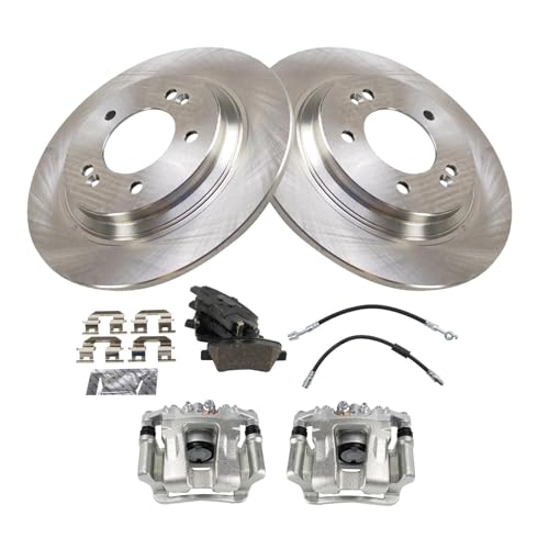 Image of TRQ Rear Brake Pad and Rotor Set Ceramic Rotors Calipers Compatible with 2016 Kia Optima