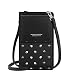 Produktbild MoKo Handy Tasche Kompatibel mit iPhone 12/12 mini/12 Pro/SE 2020/X/XR/8, Galaxy S20, PU Umhängetasche Multi Fach Metallknopf Reißverschluss Muster Schultertasche - Schwarz