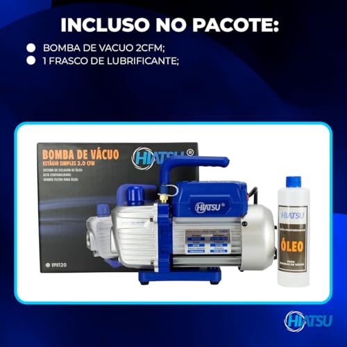 Bomba de vácuo 2cfm Estágio simples Hiatsu VPH120 Bivolt 60Hz 1440rpm 150 micron refrigeração 1/4Hp