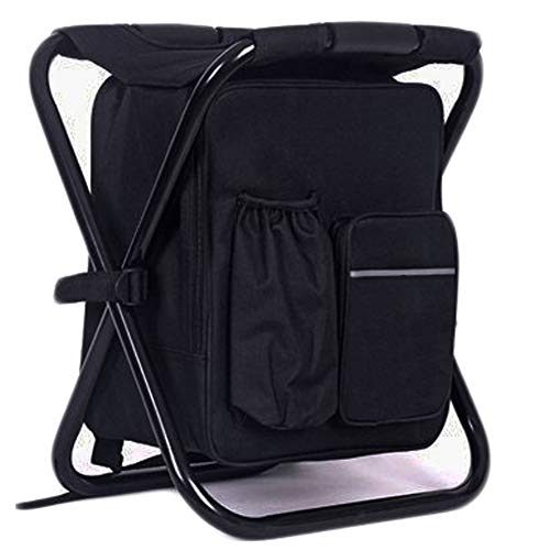HANERDUN 3 in 1 Backpack Stool Cooler Chair, Foldable Camping Fishing Stool, Portable Backpack Chair for Outdoor Hiking Walking,Black by HANERDUN - Used condition - US$19.93