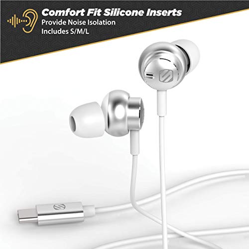 Scosche Idr500Cw-Xvsp2 Earbuds With Noise Isolating Ear Cushions For Usb-C Devices In White/Silver #TOP2