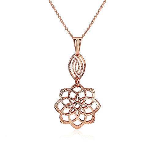 Colgantes de flores de rosa de oro para niñas y mujeres con cadena
