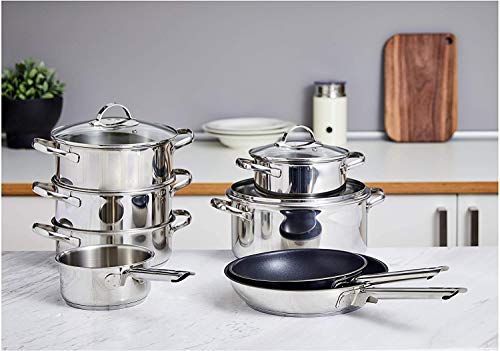 Amazon-Basics-Juego-de-Utensilios-de-Cocina-11-Piezas-Sartenes-y-Ollas-para-Cocina-de-Induccion-Acero-Inoxidable-con-Tapas