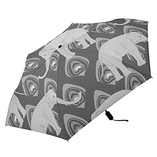 Parapluie pliable gris anti UV pour voyage avec motif éléphant indien