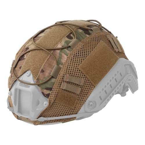 GHILEO Tactical Helmet Cover, Camo Cloth Cover for Airsoft Fast Helmet, Nylon Loops & Shock Cord for...