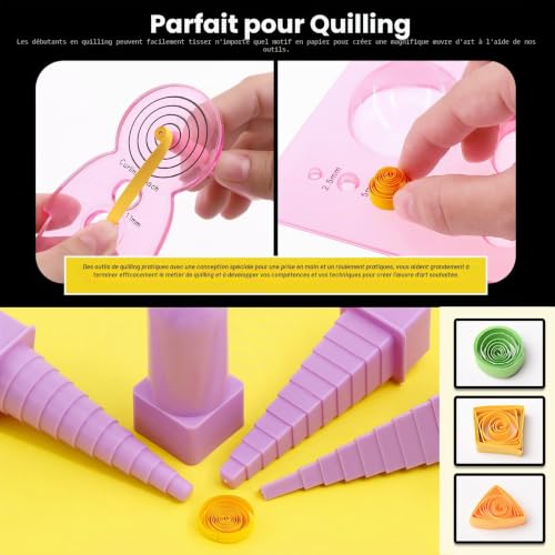 Mardatt Lot de 64 kits complets de paperolles, 45 couleurs, 900 bandes de papier avec outils nécessaires pour débutants, quiller avancé, kit de quilling artisanal – vue 5