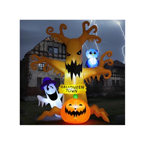 8 Foot High Halloween Blow Up Inflatables Dead Tree with White Ghost,Pumpkin...