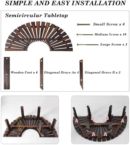 Semi-Circular Tree Bench, Solid Wood Curved Garden Chair, 400KG Capacity, Infinite Shape for Parks, Lawns & Balconies, Stylish Outdoor Flower Stand (Color 2)