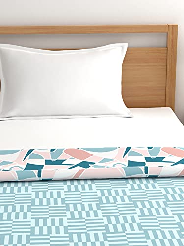Image of Trident Comfort Living Double Bed Dohar, Reversible with Coordinated Colors, 215 Cms X 240 Cms, 80 GSM, Dream Blue