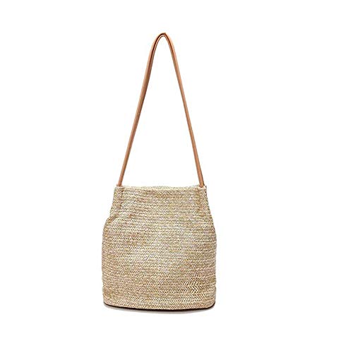 Sac fourre-tout en paille avec poignées en cuir pour femme, fait à la main, boucle magnétique tissée, sac à main de voyage, sac à main d'été, plage, vacances, sac à bandoulière de voyage, blanc, 1, 1 Cover